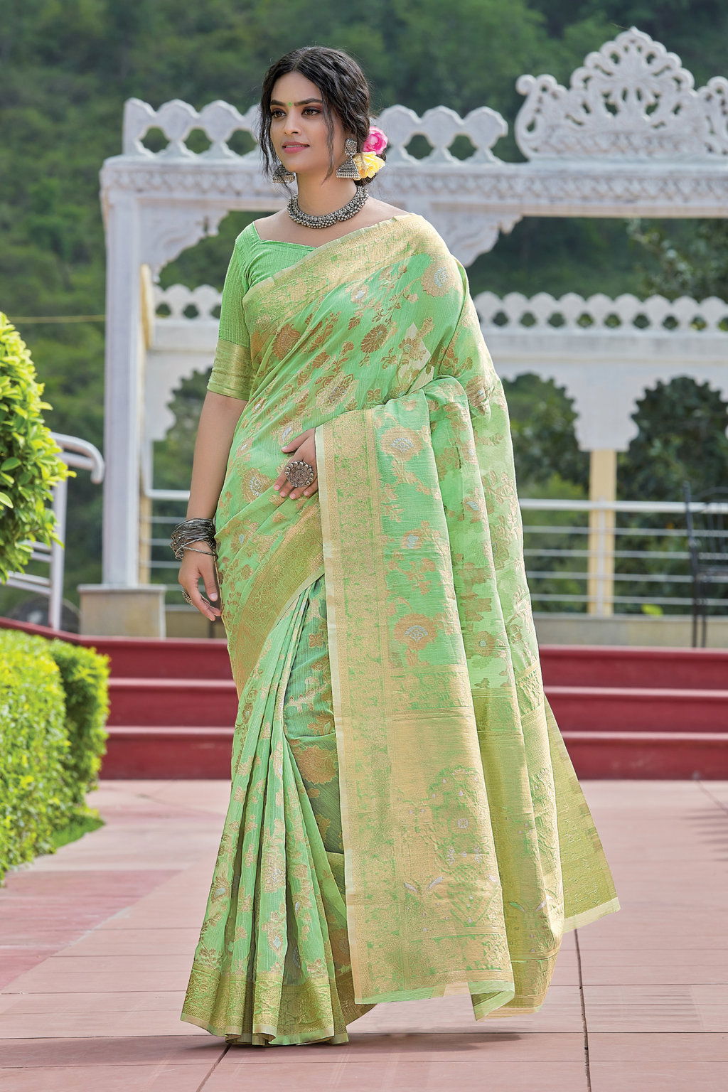 Sangam Avyukta Wedding Wear Linen Zari Weaving Work Designer Saree Collection